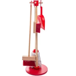 Clearance Bigjigs Toy Cleaning Set (Red) Play Shop Cook And Share | Pretend Play Kitchens