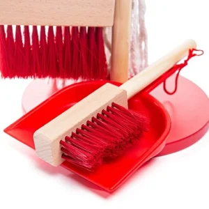 Clearance Bigjigs Toy Cleaning Set (Red) Play Shop Cook And Share | Pretend Play Kitchens