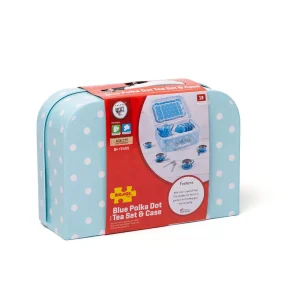 Online Blue Polka Dot Tin Tea Set Play Shop Cook And Share | Wooden Toy Food Sets
