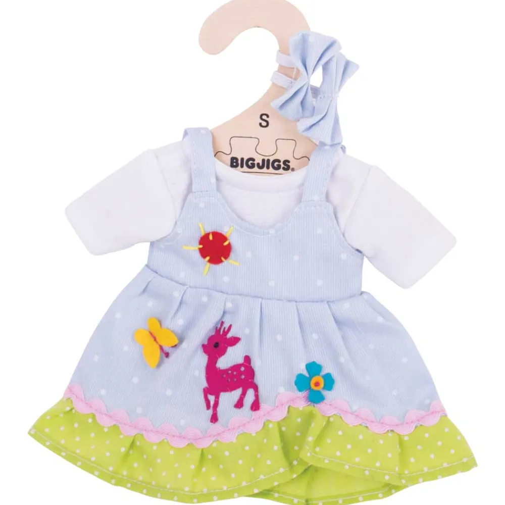blue_spotted_dress_with_d_0-1.webp Sale Blue Spotted Dress with Deer (for Size Small Doll) Soft Rag Dolls | Soft Toys
