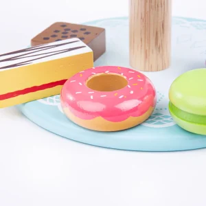 Fashion Cake stand with 9 Cakes Play Shop Cook And Share | Wooden Toy Food Sets