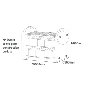 Outlet Children’s 6-Bin Storage Organiser Unit with Construction Tabletop Kids Kid’s Furniture