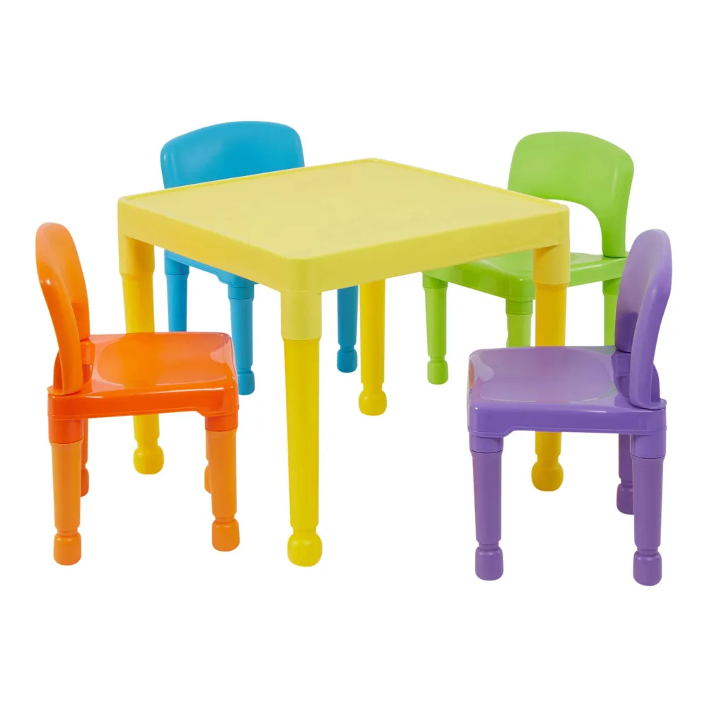 childrens_multicoloured_t_1.webp Hot Children’s Multicoloured Table and 4 Chairs Set Kids Kid’s Furniture