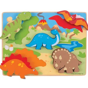 New Chunky Lift Out Dinosaurs Puzzle Wooden Puzzles And Activity Toys | Children's Wooden Puzzles