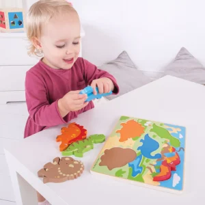 New Chunky Lift Out Dinosaurs Puzzle Wooden Puzzles And Activity Toys | Children's Wooden Puzzles