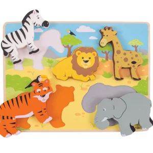 Clearance Chunky Lift Out Safari Puzzle Wooden Puzzles And Activity Toys | Children's Wooden Puzzles