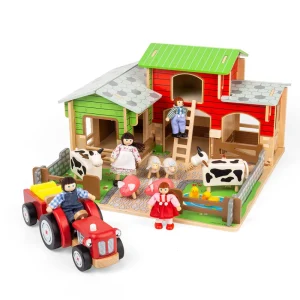 Outlet Cobblestone Farm Toy Bundle Wooden Animal Toys | Wooden Farm Sets & Animal Toys