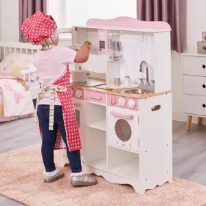 Outlet Country Play Kitchen with 9 Wooden Accessories Play Shop Cook And Share | Pretend Play Kitchens