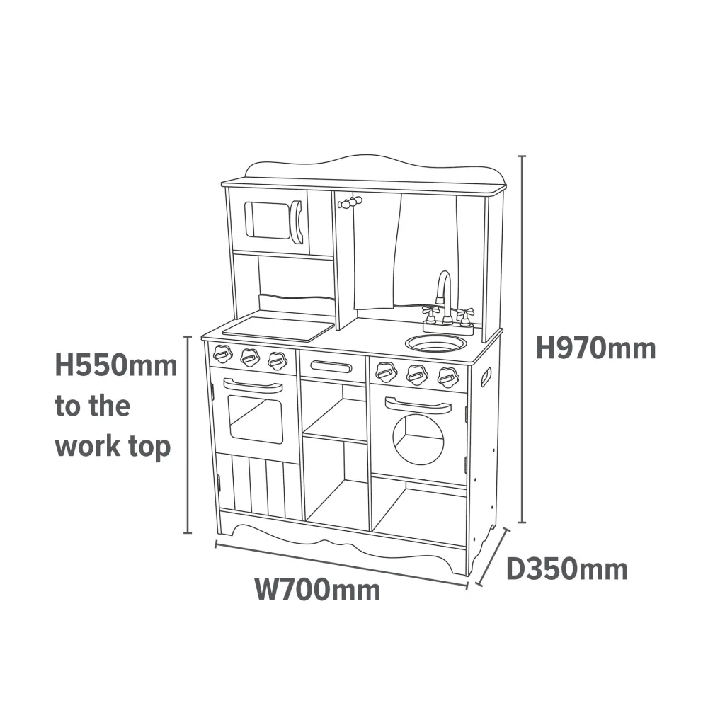 country_play_kitchen_with_10.webp Outlet Country Play Kitchen with 9 Wooden Accessories Play Shop Cook And Share | Pretend Play Kitchens