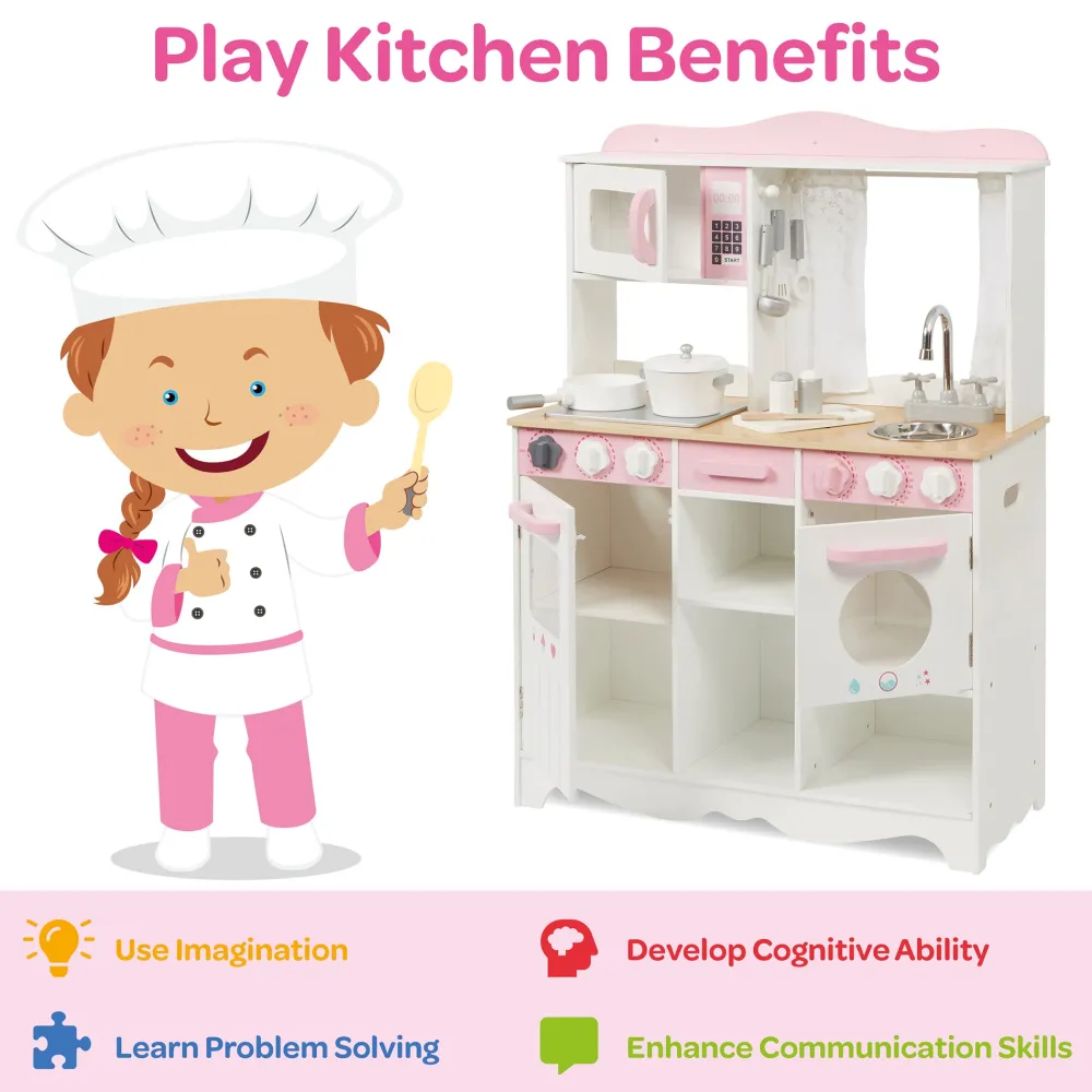 country_play_kitchen_with_11.webp Outlet Country Play Kitchen with 9 Wooden Accessories Play Shop Cook And Share | Pretend Play Kitchens