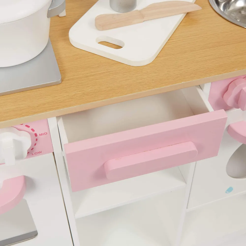 country_play_kitchen_with_3.webp Outlet Country Play Kitchen with 9 Wooden Accessories Play Shop Cook And Share | Pretend Play Kitchens
