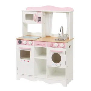 Outlet Country Play Kitchen with 9 Wooden Accessories Play Shop Cook And Share | Pretend Play Kitchens