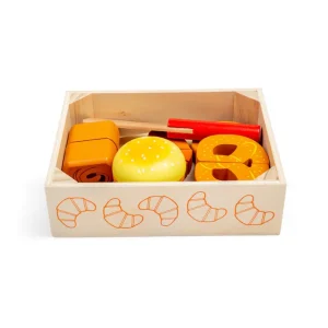 Outlet Cutting Bread and Pastries Crate Play Shop Cook And Share | Wooden Toy Food Sets