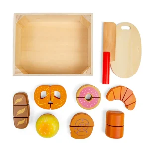 Outlet Cutting Bread and Pastries Crate Play Shop Cook And Share | Wooden Toy Food Sets