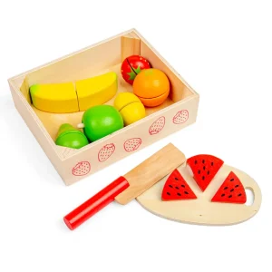 Clearance Cutting Fruit Crate Play Shop Cook And Share | Wooden Toy Food Sets
