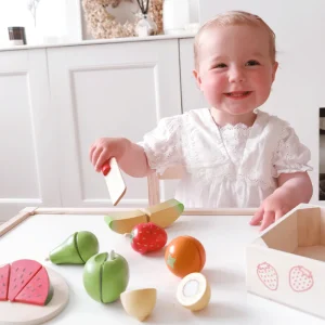 Clearance Cutting Fruit Crate Play Shop Cook And Share | Wooden Toy Food Sets