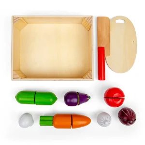 Clearance Cutting Veg Crate Play Shop Cook And Share | Wooden Toy Food Sets