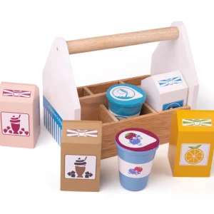 Outlet Dairy Delivery Set Play Shop Cook And Share | Wooden Toy Food Sets