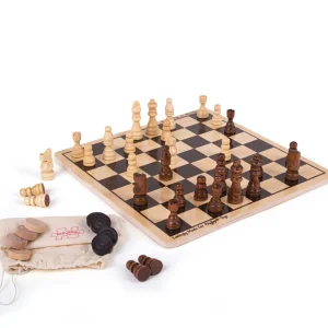 Outlet Draughts and Chess Set Traditional Wooden Games