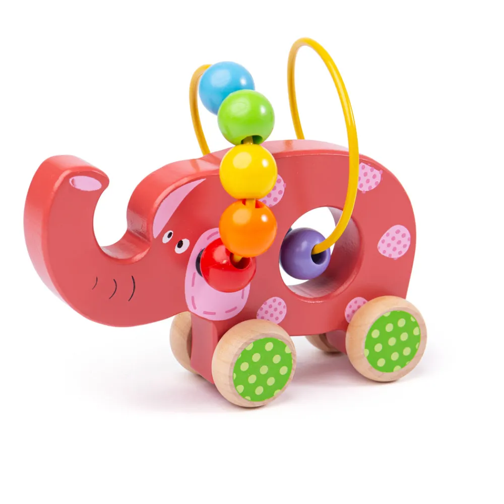 elephant_push_along_bead__0.webp Clearance Elephant Push Along Bead Frame Wooden Push And Pull Along Toys | Activity Toys & Games