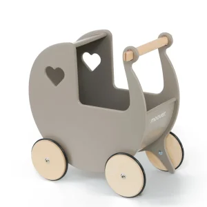 Clearance Grey Wooden Dolls Pram Traditional Wooden Toys | Prams & Cradles