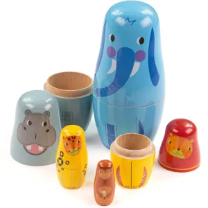 Outlet Jungle Animal Nesting Dolls Kids Kids Room Accessories | Wooden Farm Sets & Animal Toys
