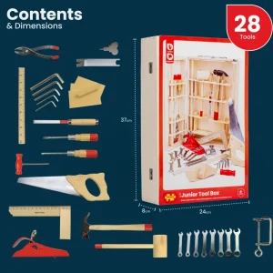 Outlet Junior Tool Box Wooden Puzzles And Activity Toys | Toy Tool Sets
