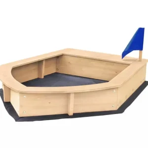 Outlet Kids Boat Sandpit with Seating and Cover Outdoor Garden Toys
