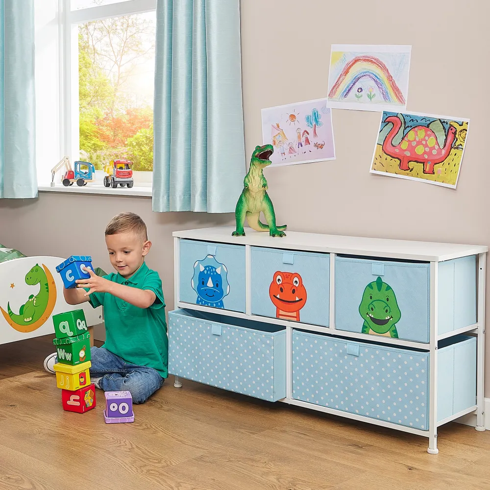 kids_dinosaur__drawer_sto_4.webp Fashion Kids Dinosaur 5 Drawer Storage Chest Kids Kid’s Furniture