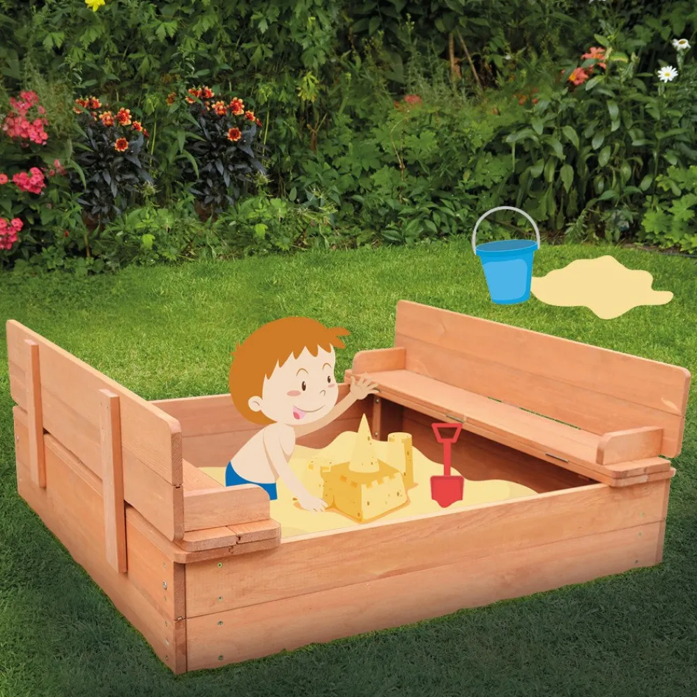 kids_sandpit_with_seating_14.webp Hot Kids Sandpit With Seating and Cover Outdoor Garden Toys