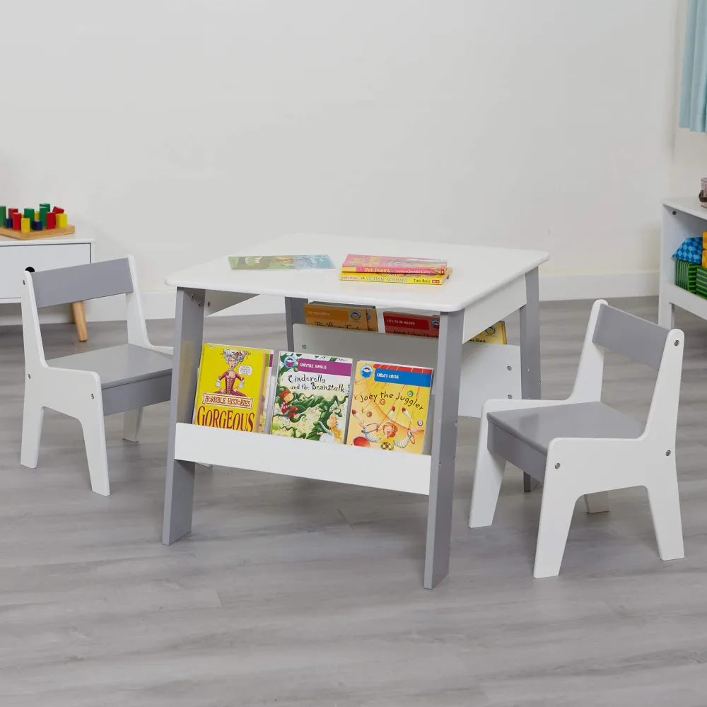 kids_white_and_grey_books_0.webp Outlet Kids White and Grey Bookshelf Table and Chair Set Kids Kid’s Furniture