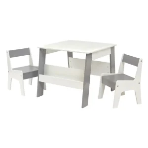 Outlet Kids White and Grey Bookshelf Table and Chair Set Kids Kid’s Furniture