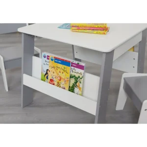 Outlet Kids White and Grey Bookshelf Table and Chair Set Kids Kid’s Furniture
