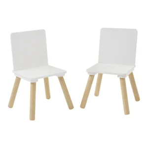 Outlet Kids White and Pinewood Table and Chair Set Kids Kid’s Furniture