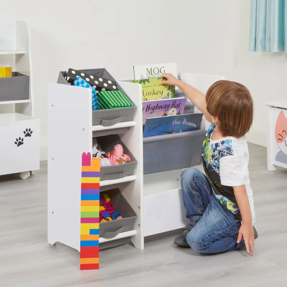 kids_white_display_unit_w_0.webp New Kids White Display Unit With Fabric Storage Boxes Kids Kid’s Furniture