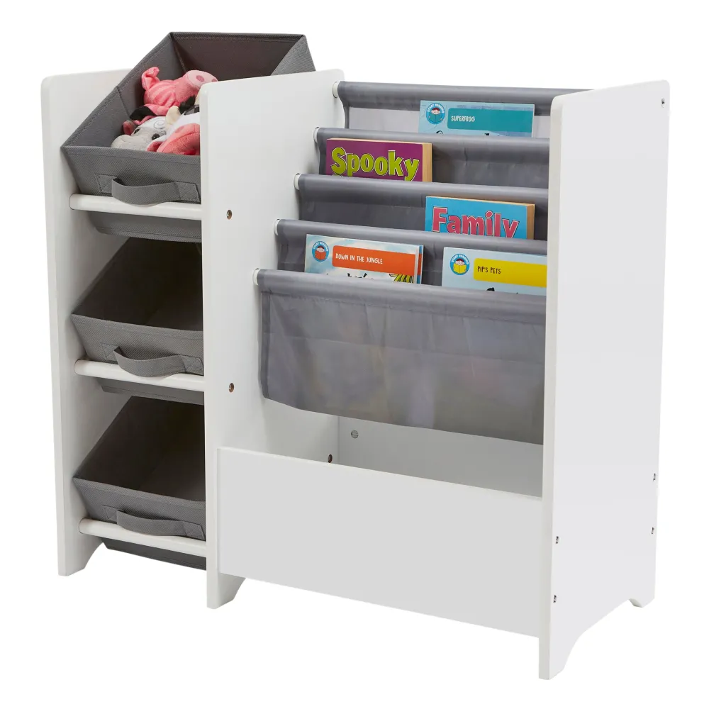 kids_white_display_unit_w_1.webp New Kids White Display Unit With Fabric Storage Boxes Kids Kid’s Furniture