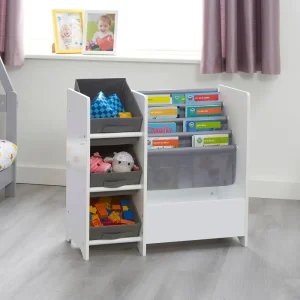New Kids White Display Unit With Fabric Storage Boxes Kids Kid’s Furniture