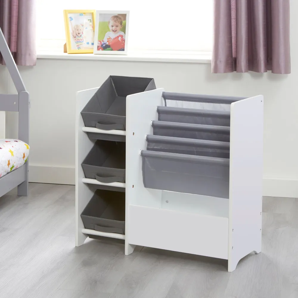 kids_white_display_unit_w_3.webp New Kids White Display Unit With Fabric Storage Boxes Kids Kid’s Furniture
