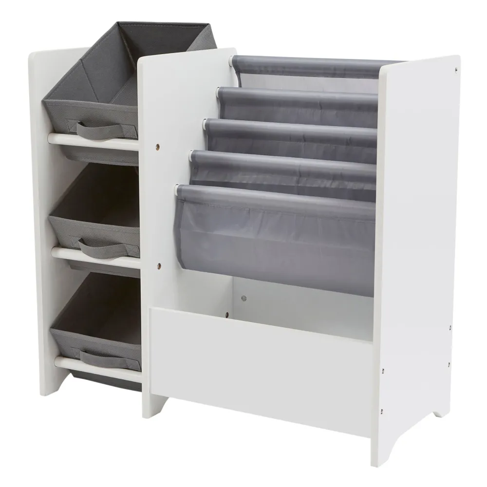 kids_white_display_unit_w_5.webp New Kids White Display Unit With Fabric Storage Boxes Kids Kid’s Furniture