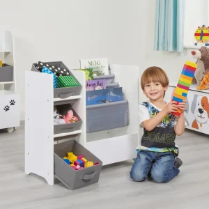 New Kids White Display Unit With Fabric Storage Boxes Kids Kid’s Furniture