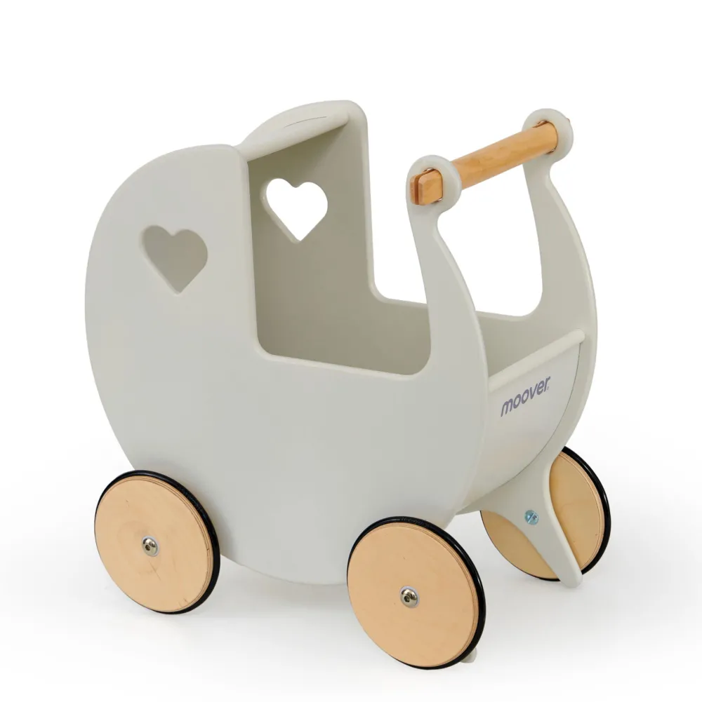 moover_wooden_dolls_pram__1.webp Outlet Wooden Dolls Pram Off-White Traditional Wooden Toys | Prams & Cradles