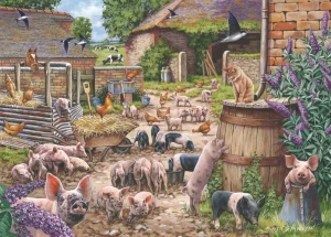 Fashion Piglet Pandemonium – BIG 250 Piece Jigsaw Puzzle Children's Wooden Puzzles