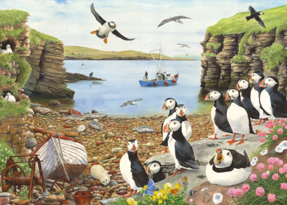 puffin_parade__big__piece_0.webp Outlet Puffin Parade – BIG 500 Piece Jigsaw Puzzle Children's Wooden Puzzles