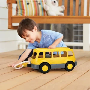 Online Pull Along School Bus Wagon Wooden Toy Cars For Children