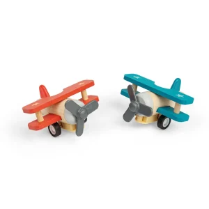 Hot Pull Back Bi-Planes – Red, Blue (Pack of 2) Traditional Wooden Toys | Wooden Push And Pull Along Toys