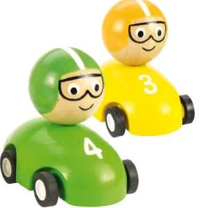 Best Pull Back Racing Car (Pack of 2 – Yellow and Green) Wooden Push And Pull Along Toys | Wooden Toy Cars For Children