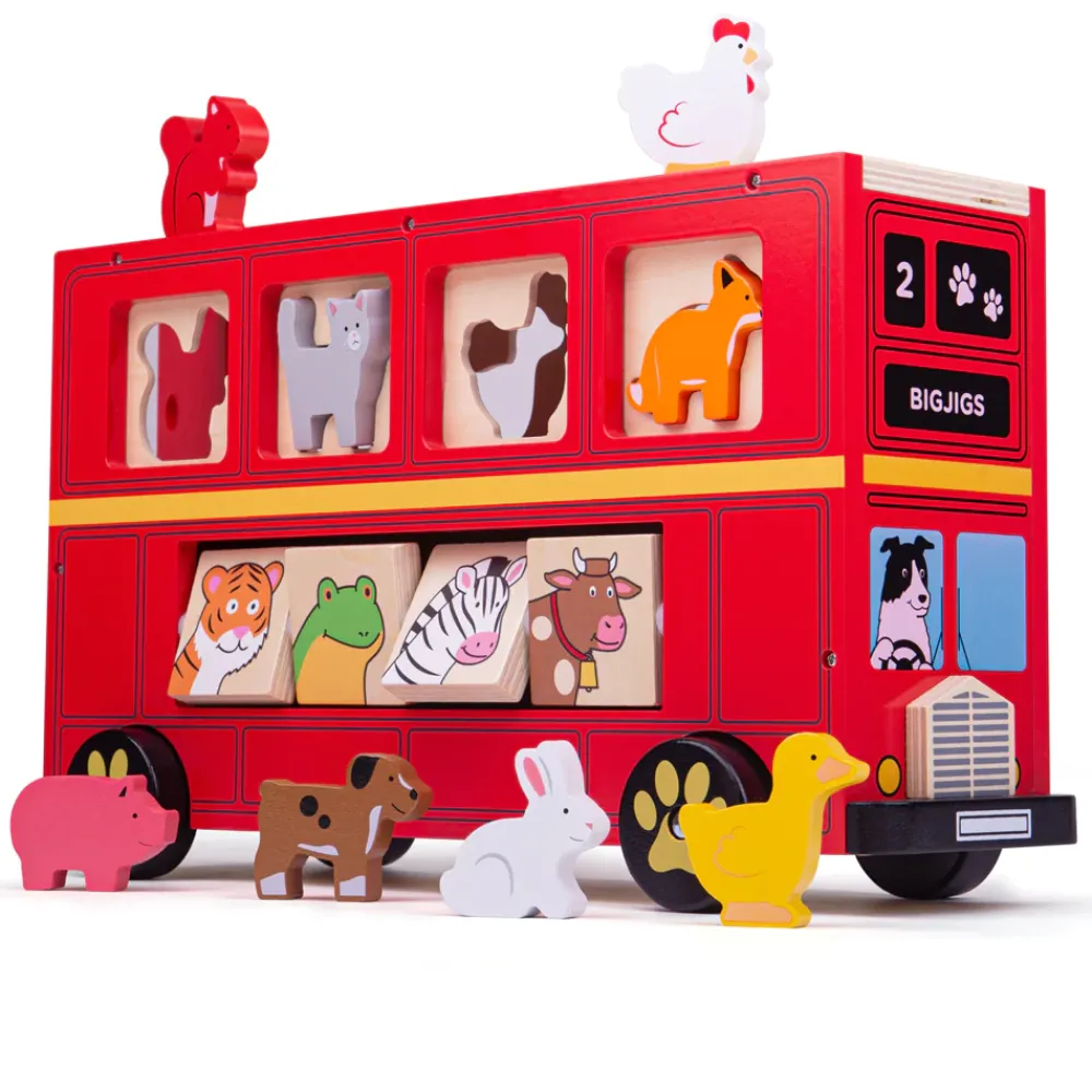red_bus_sorter_0.webp Fashion Red Bus Sorter Wooden Animal Toys | Traditional Wooden Toys