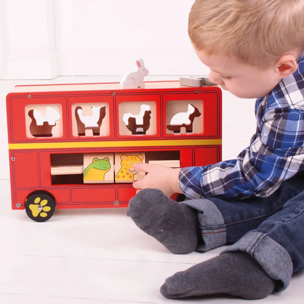 red_bus_sorter_1.webp Fashion Red Bus Sorter Wooden Animal Toys | Traditional Wooden Toys