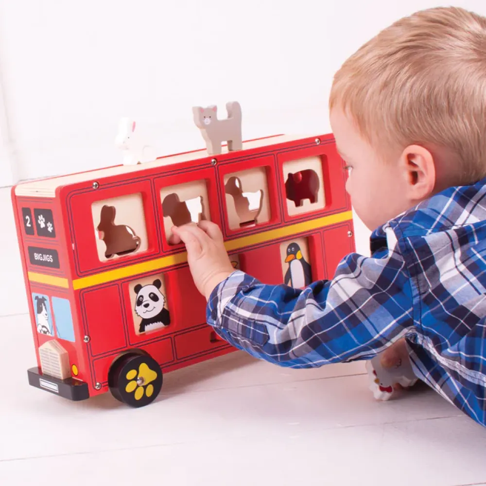 red_bus_sorter_2.webp Fashion Red Bus Sorter Wooden Animal Toys | Traditional Wooden Toys
