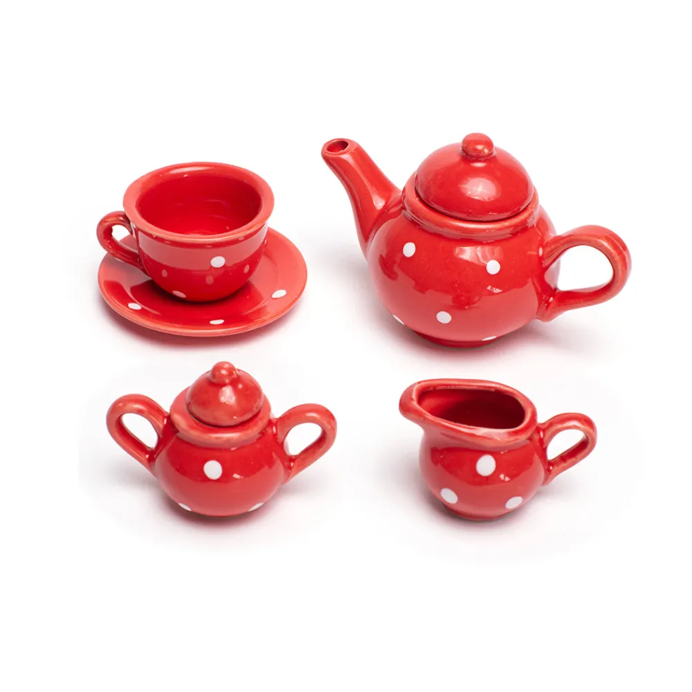 red_polka_dot_porcelain_t_9.webp New Red Polka Dot Porcelain Tea Set Play Shop Cook And Share | Wooden Toy Food Sets